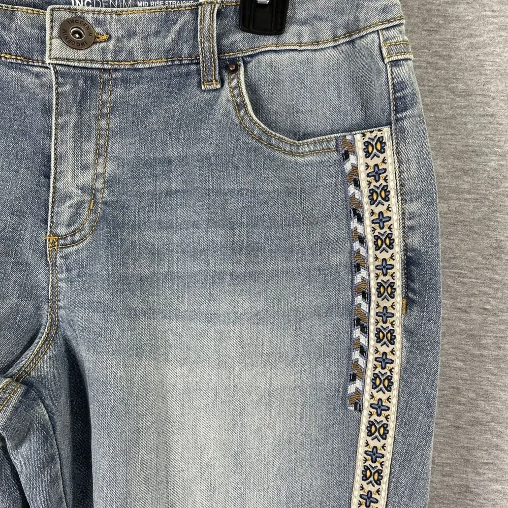 Inc Denim Mid Rise Straight 6/28 Rolled Cuff - Picture 2 of 15